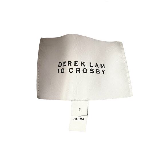 DEREK LAM 10 CROSBY Tweed Coat Wool Fur Collar Pockets White Black Designer 8 - Picture 8 of 14